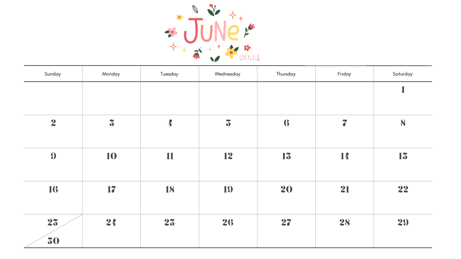 10 FREE PRINTABLE JUNE 2024 CALENDAR TEMPLATES NP
