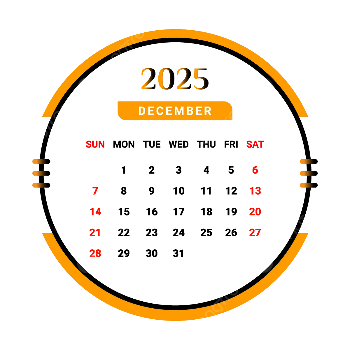 December 2025 Calendar Clipart