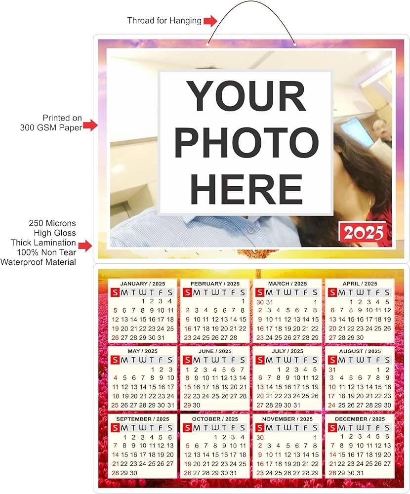 2025 Photo Calendar 12 Months Fully Thick Laminated 100 Waterproof Non Tear Material 12 X 18 Inch Wall Hanging High Gloss Personalized Calendar Amazon in Office Products