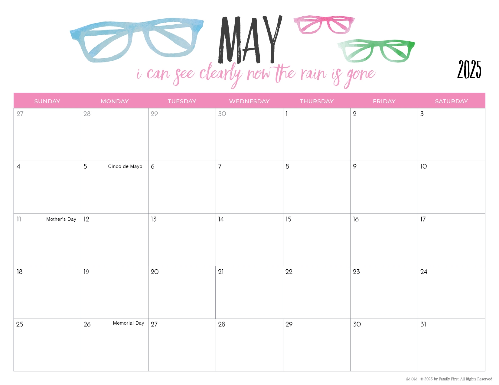 Editable May Calendar 2025