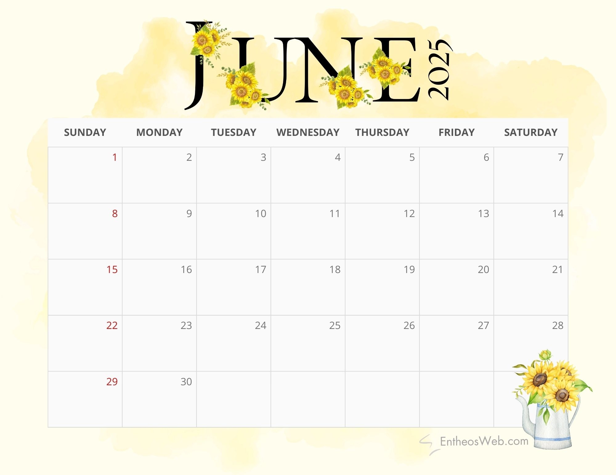 Printable Calendars June 2025