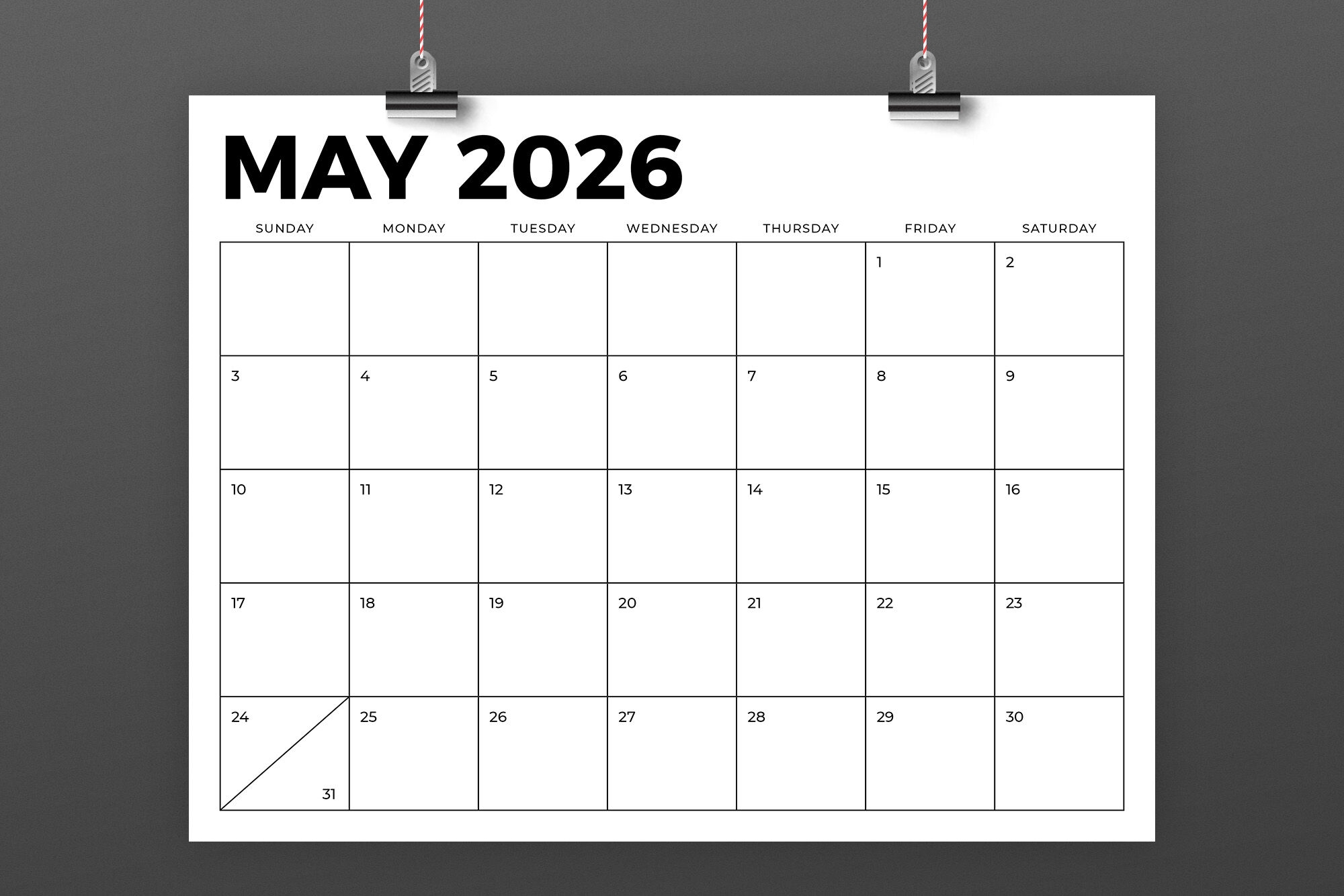 Editable May 2026 Calendar