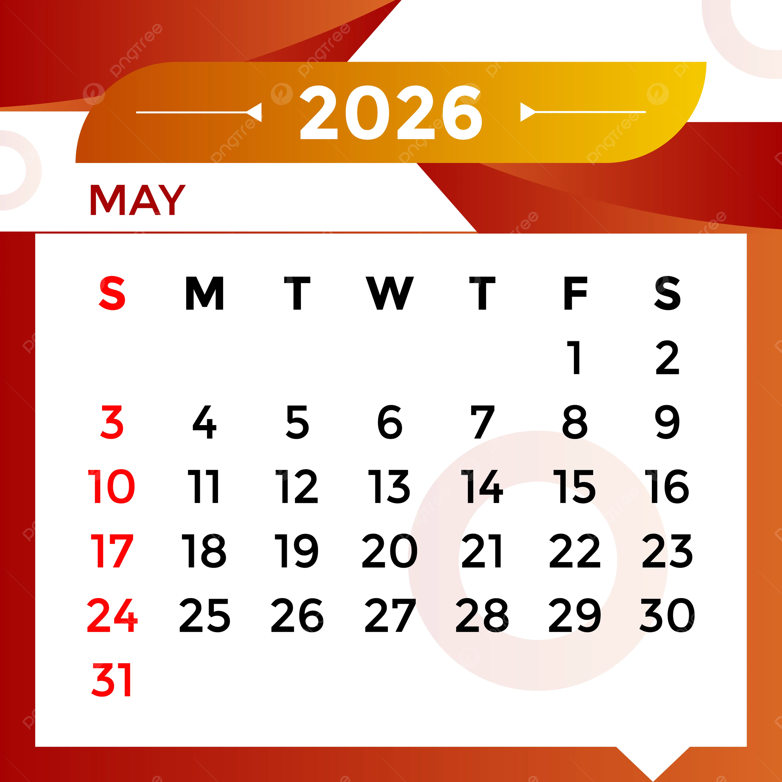 Calendar 2026 May Month