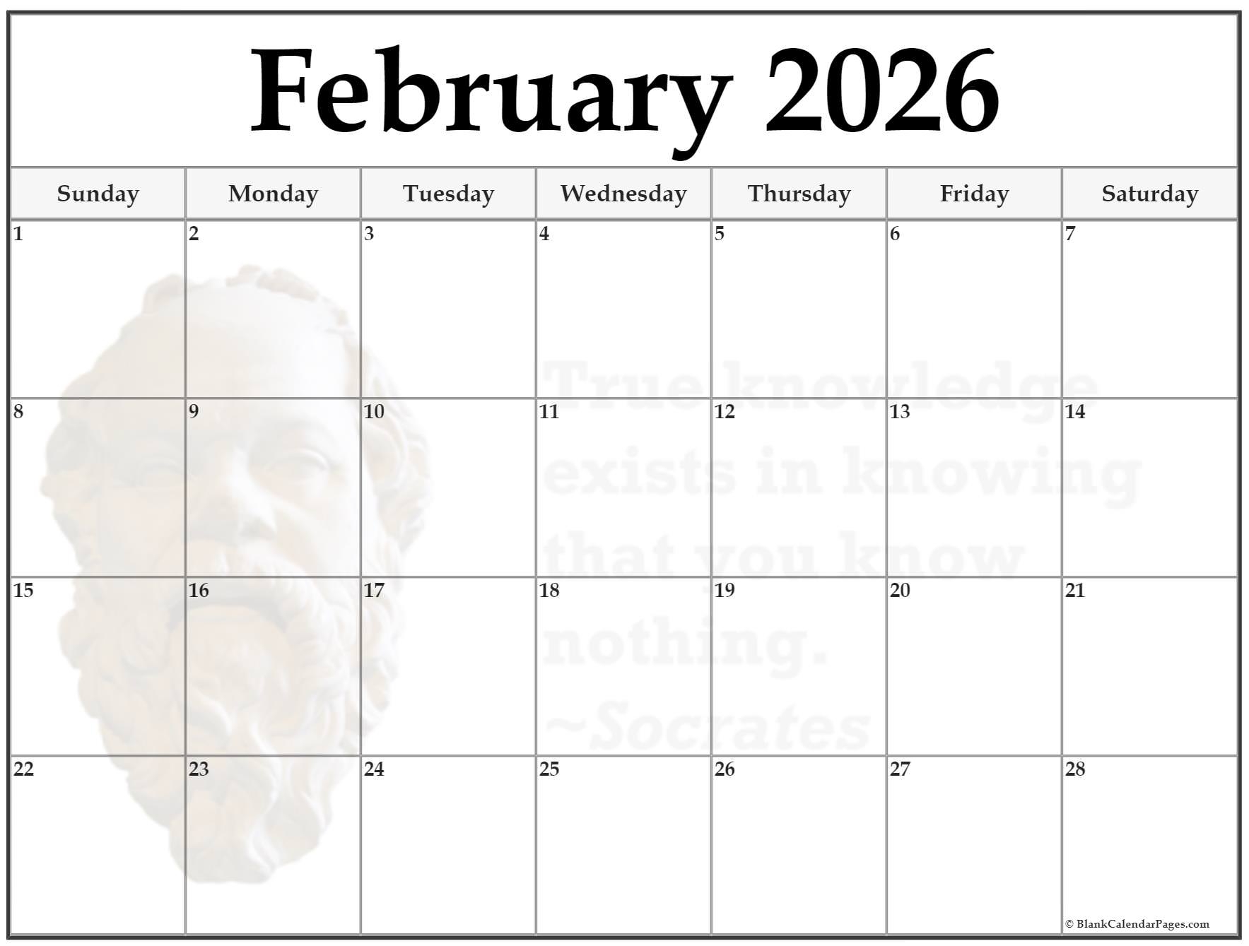 February 2026 Printable Calendar
