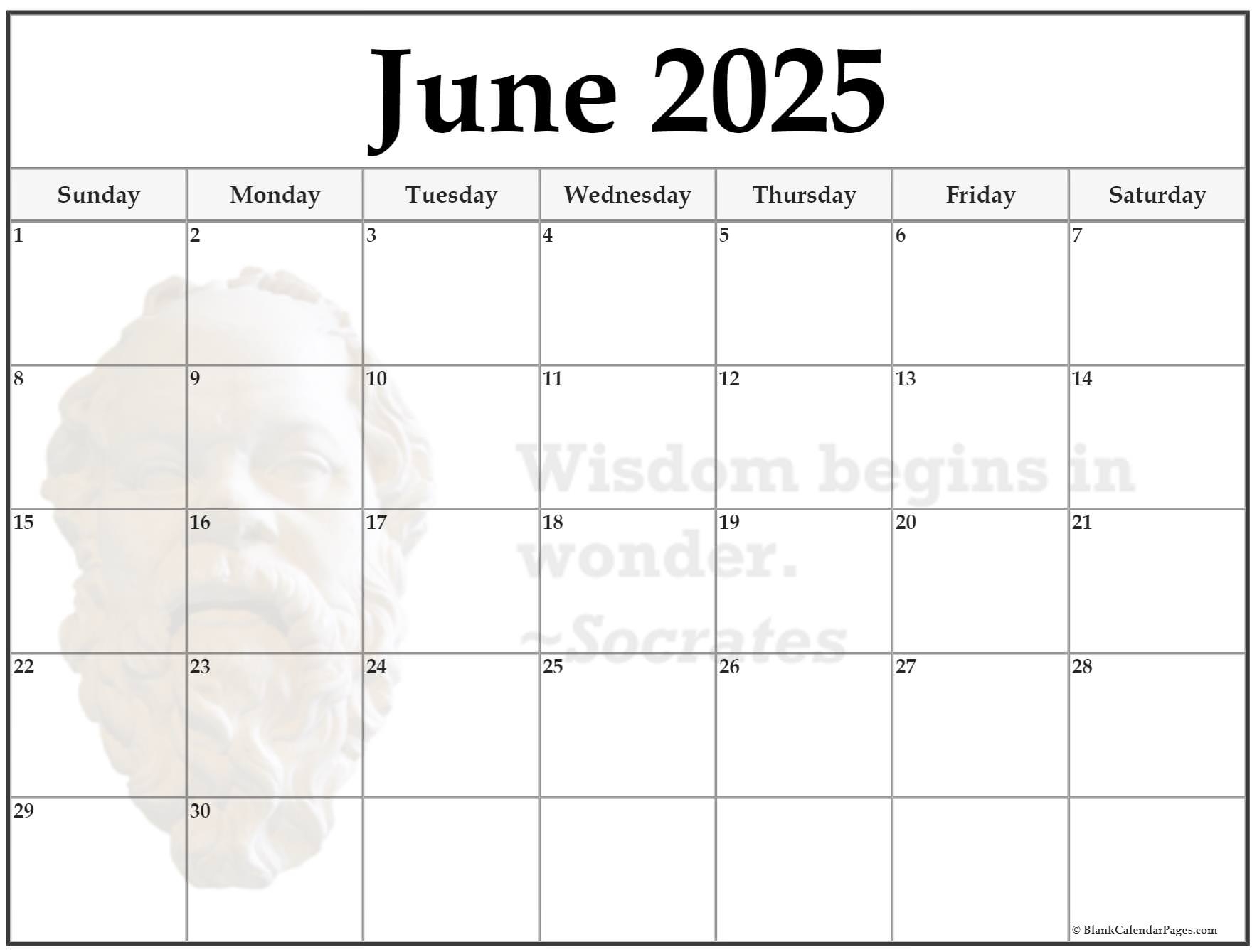 June 2025 Calendar Printable
