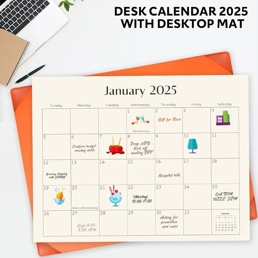Amazon KOPEESY Large Desk Calendar 2025 2026 With Desk Mat 
