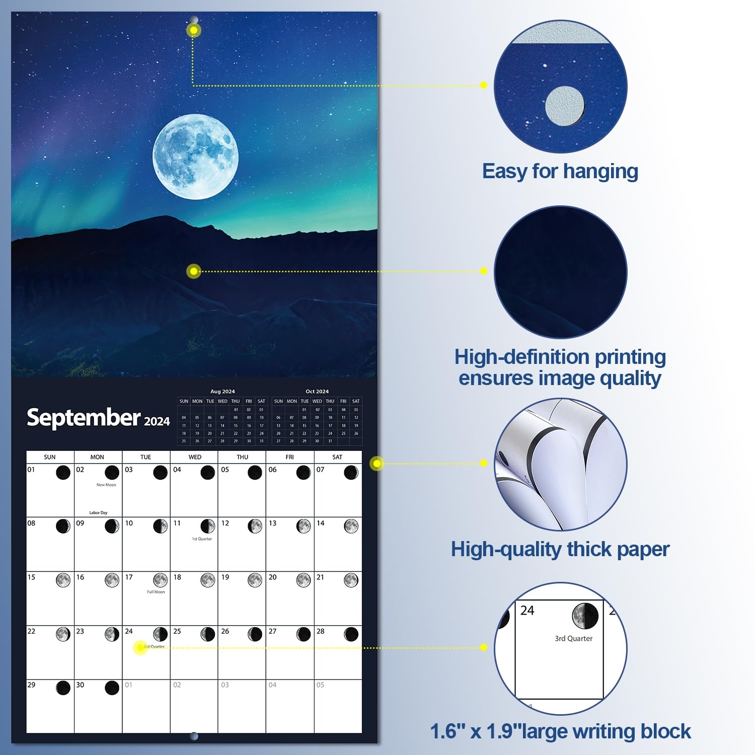 Amazon Wall Calendar 2025 Moon Calendar July 2024 2025 18 Month Moon Phases Calendar 12