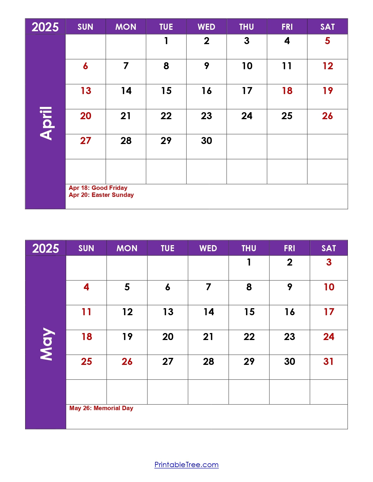 April May June 2025 Calendar Printable
