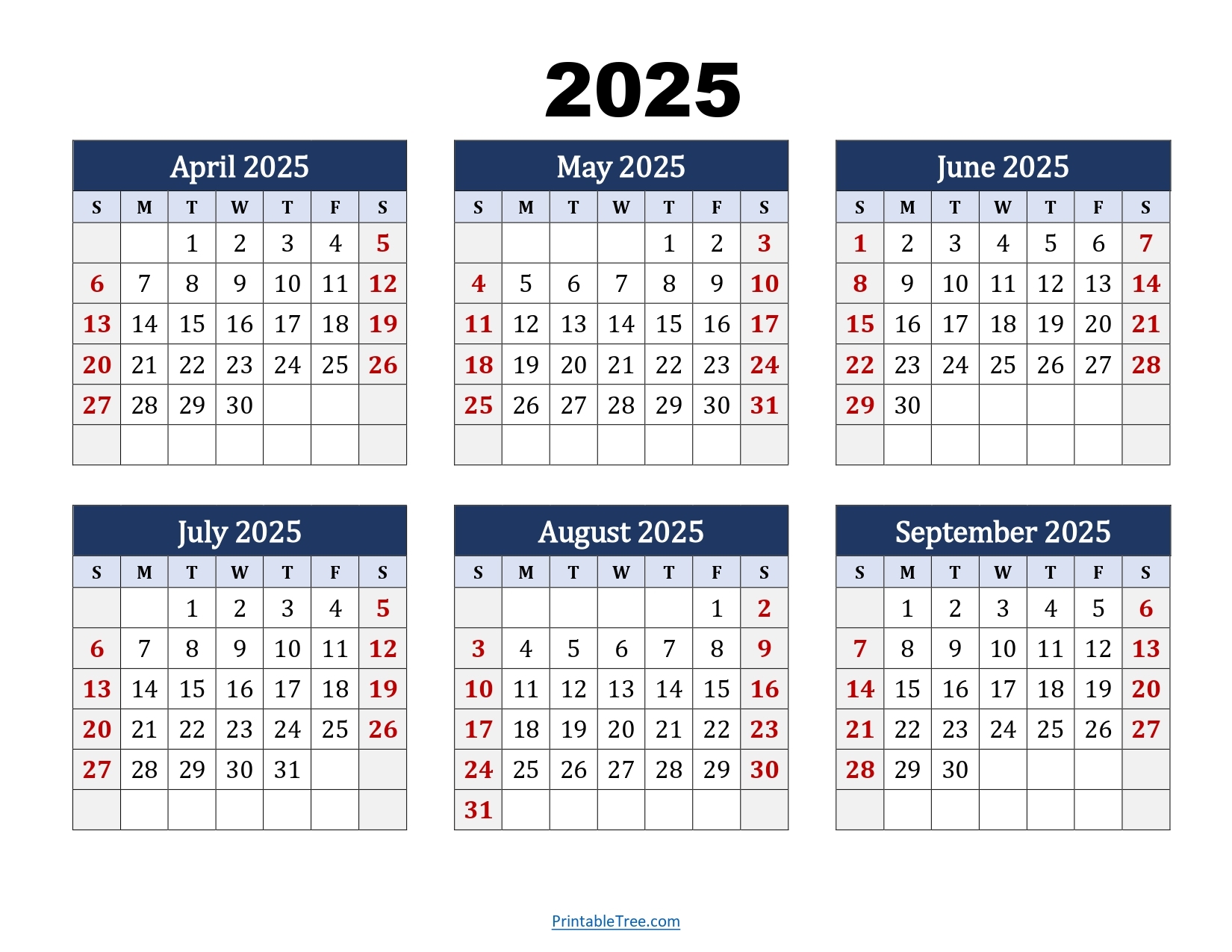 Calendar September - December 2025
