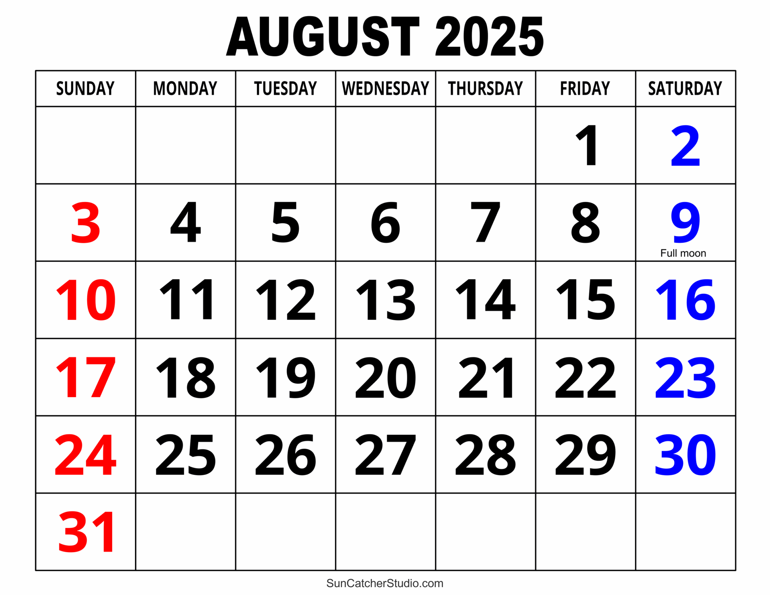 August To December Calendar 2025