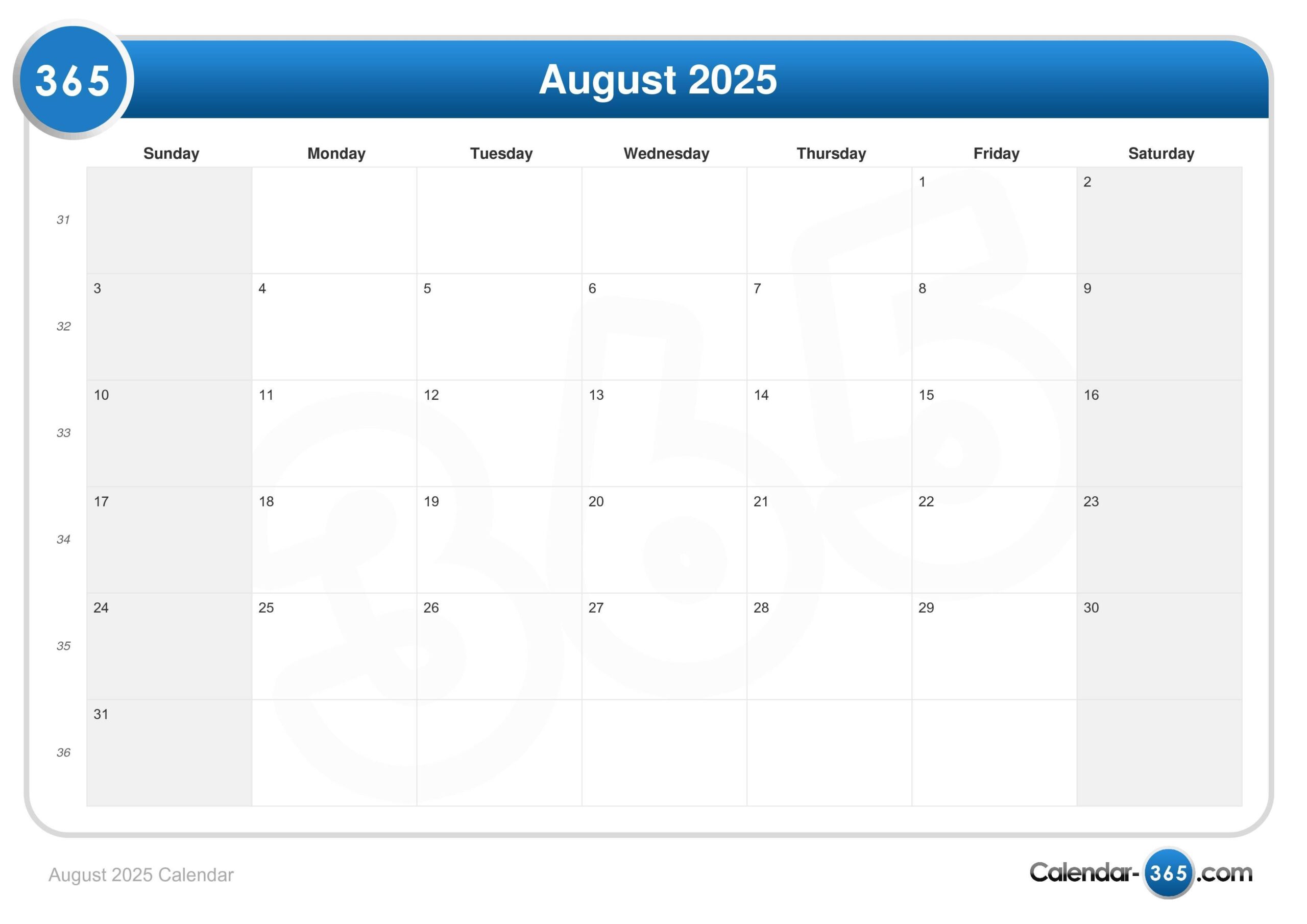August 30 2025 Calendar