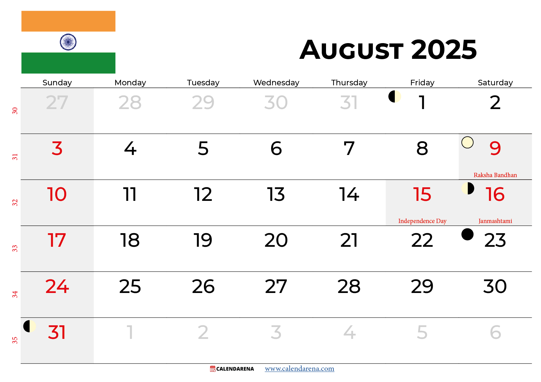 Calendar For Aug 2025