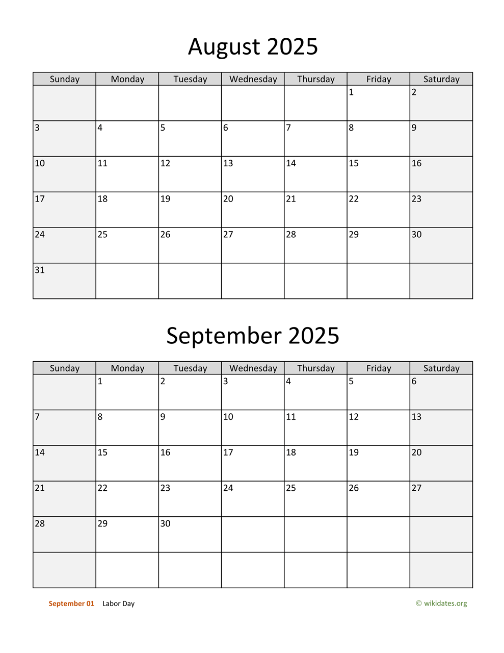 Calendar August To December 2025