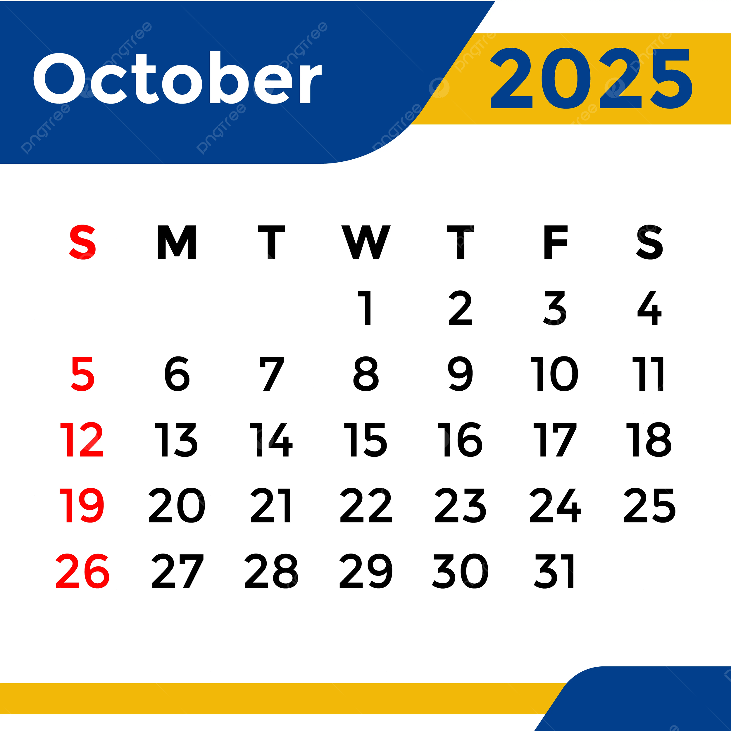 October 2025 Calendar Vertical