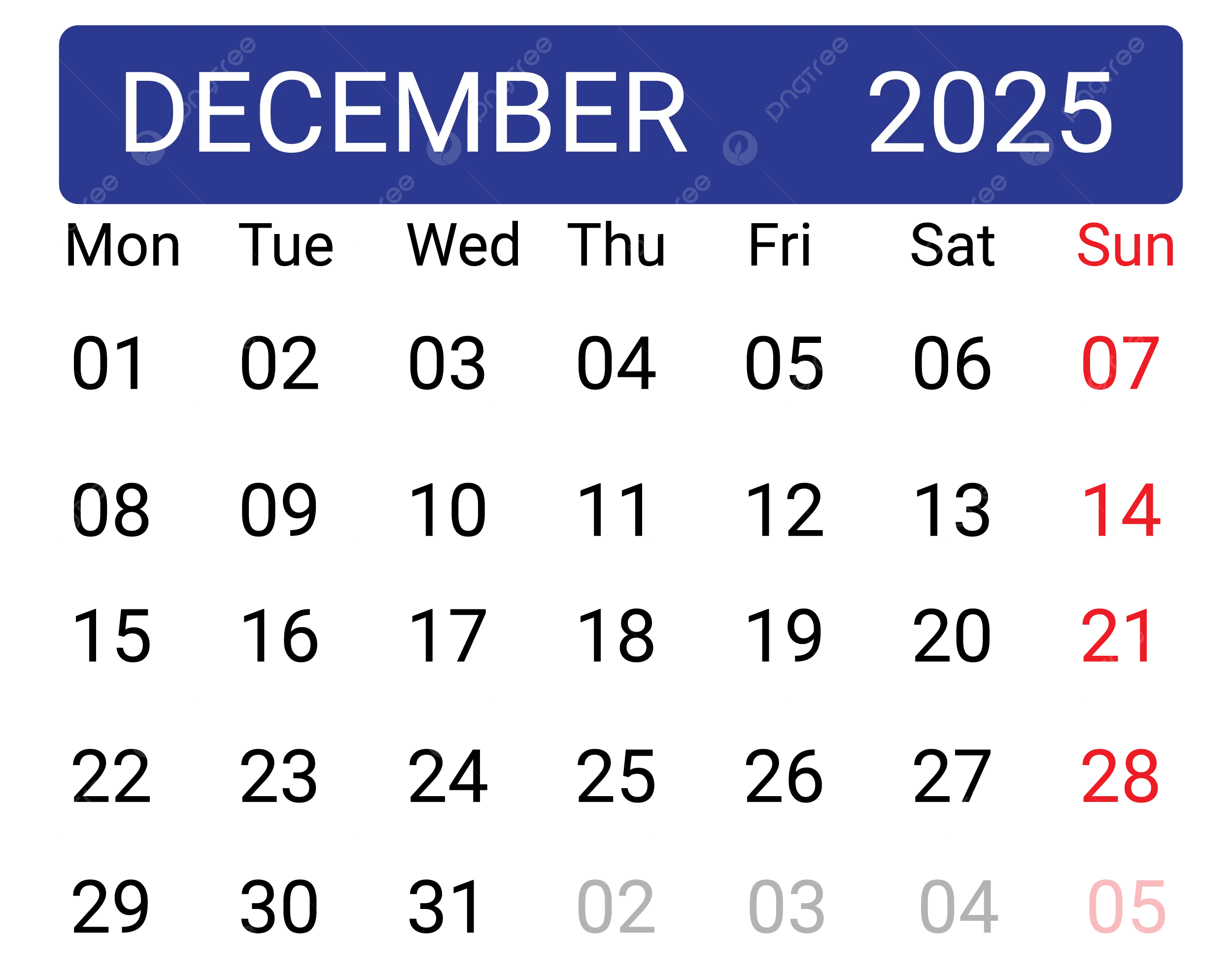 December 2025 Calendar India