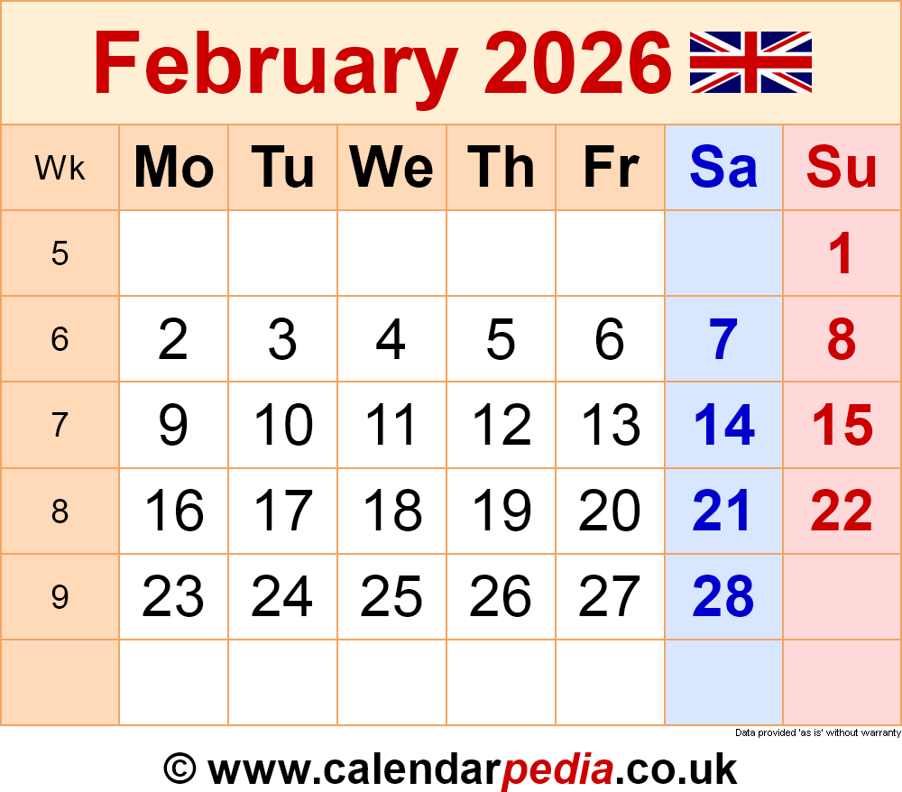 Calendar For 2026 February