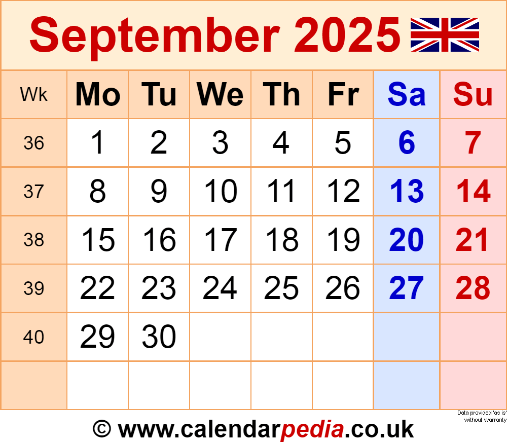 Calendar September 2025 Printable
