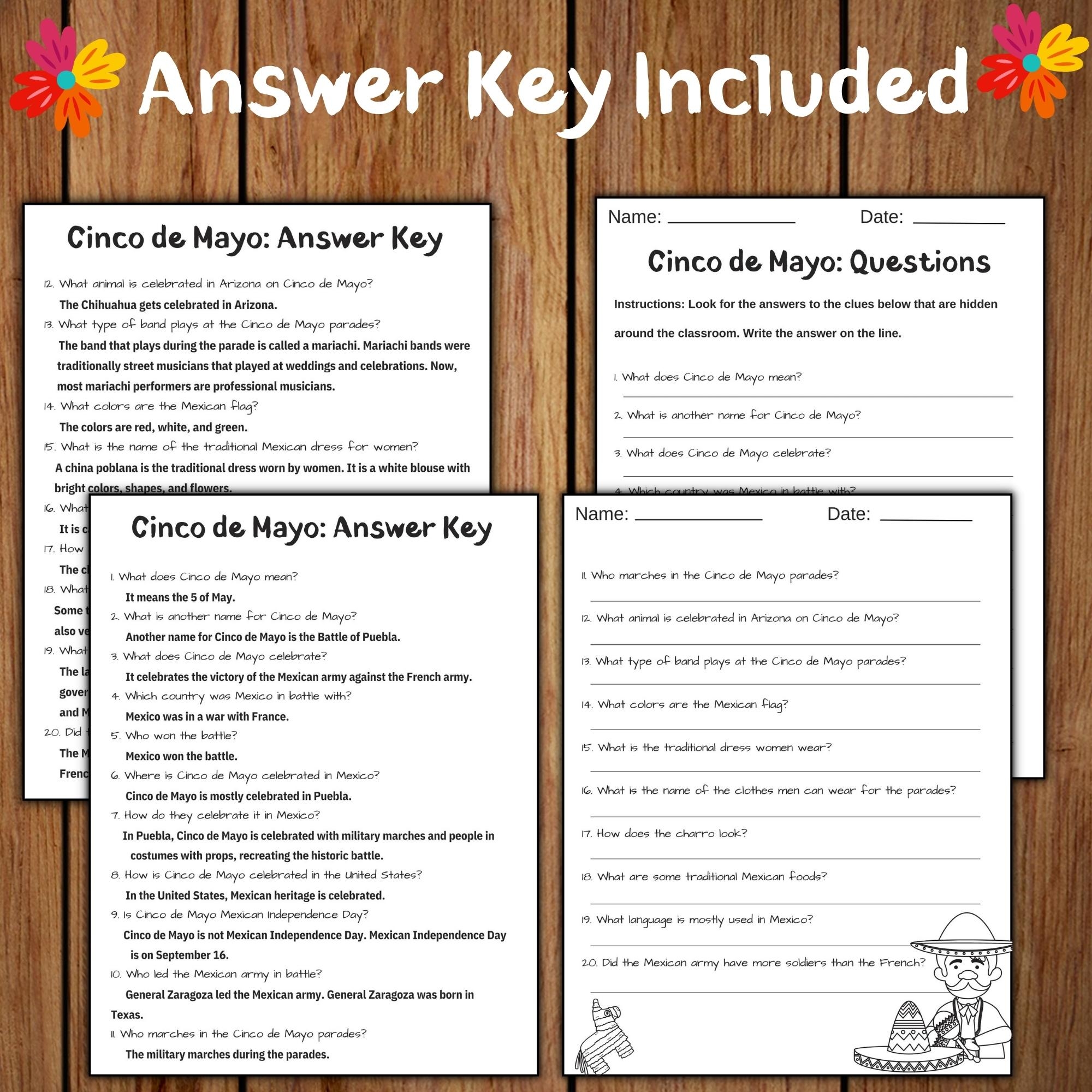 Cinco De Mayo Scavenger Hunt Activity Mexican Fiesta Cinco De Mayo Trivia Made By Teachers