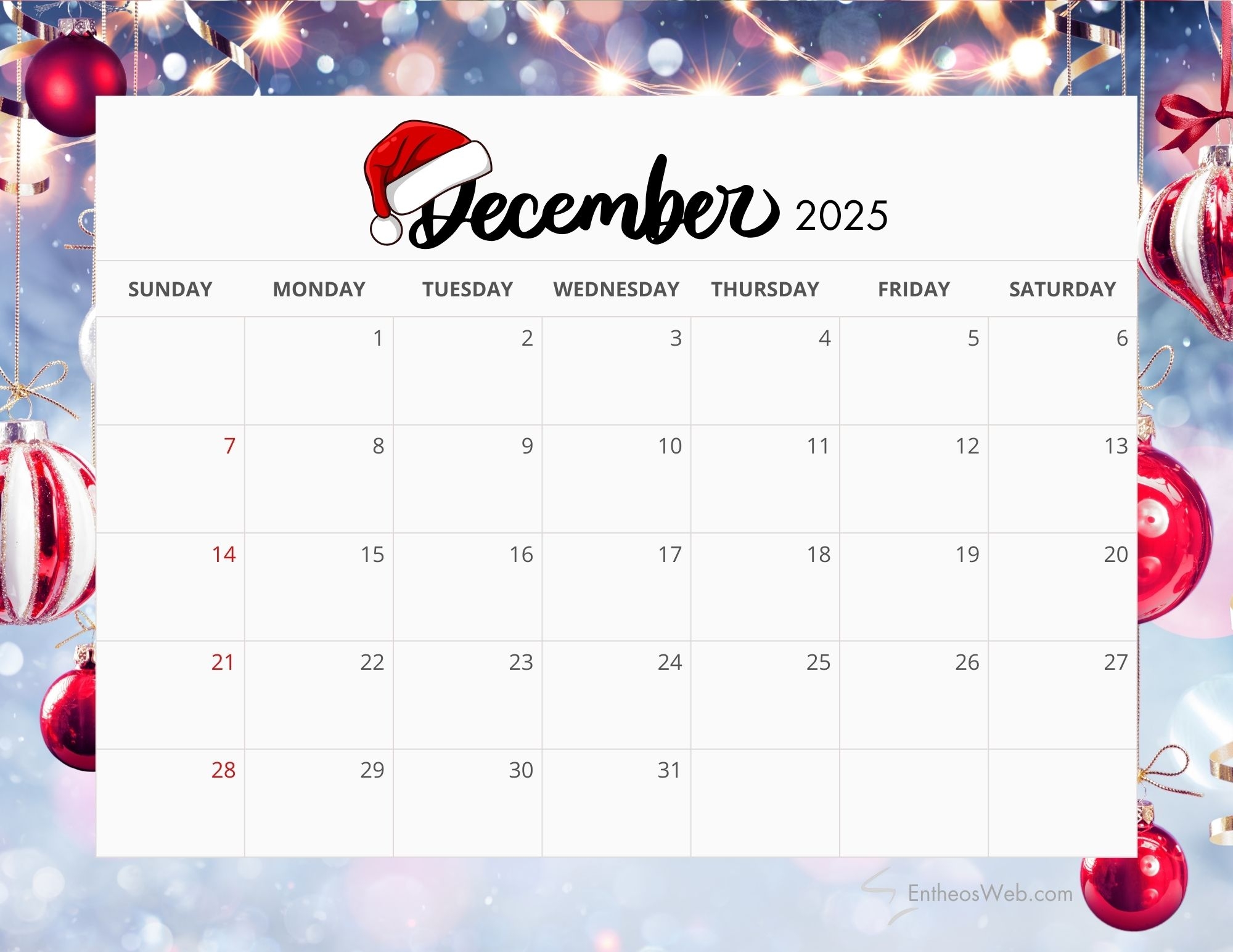 December 2025 Wallpaper Calendar