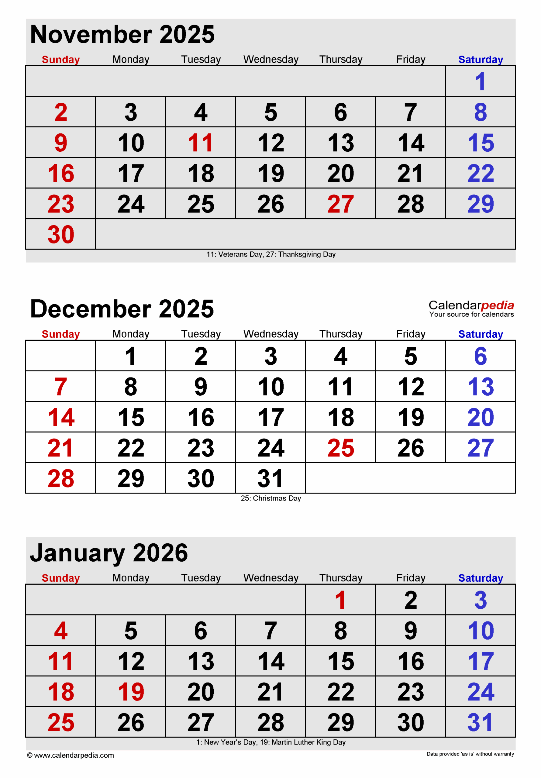 Nov And Dec 2025 Calendar