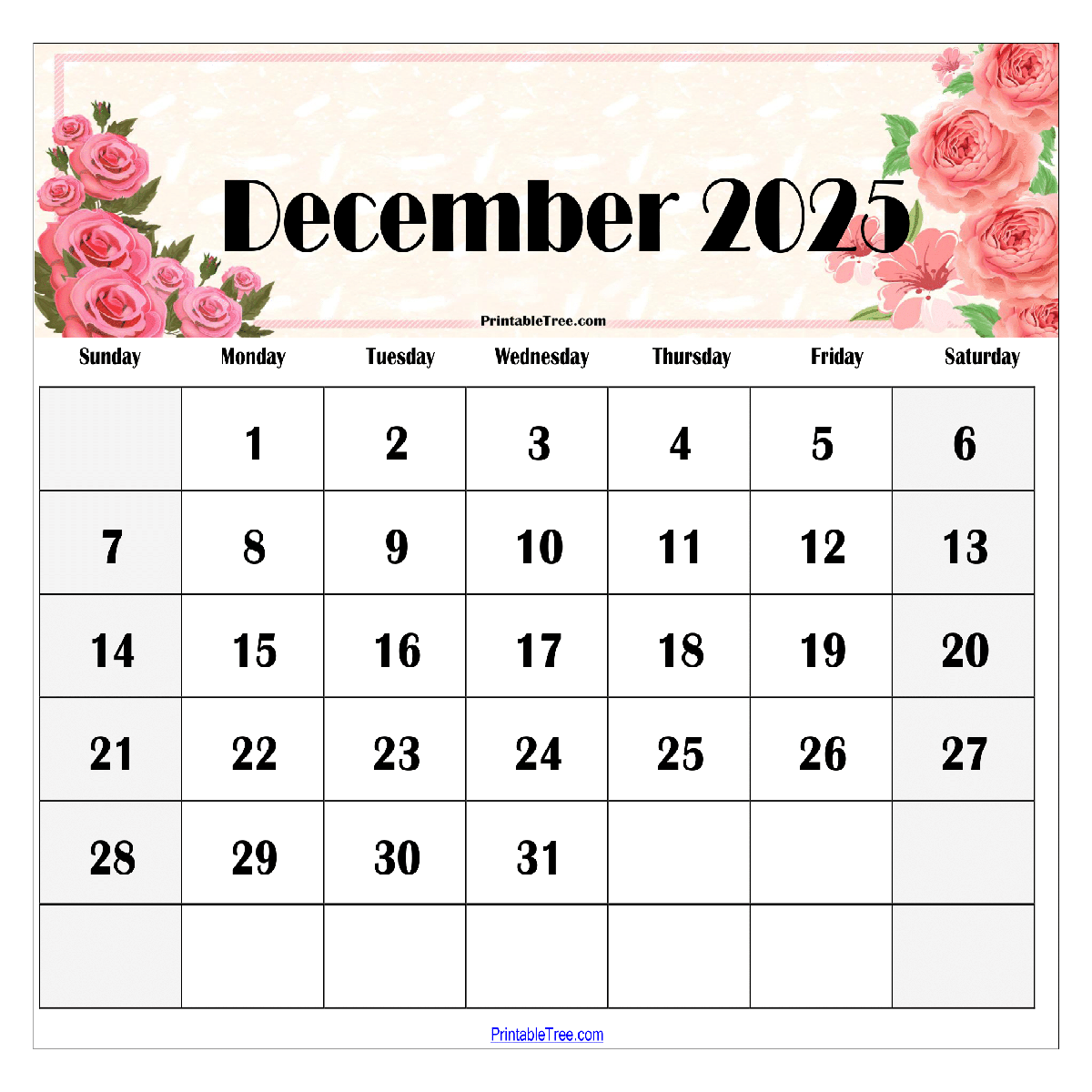 December 2025 Printable Calendar