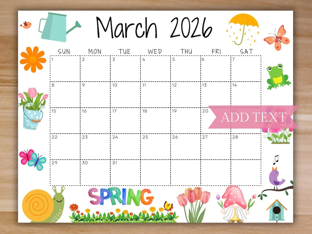 March 2026 Monthly Calendar