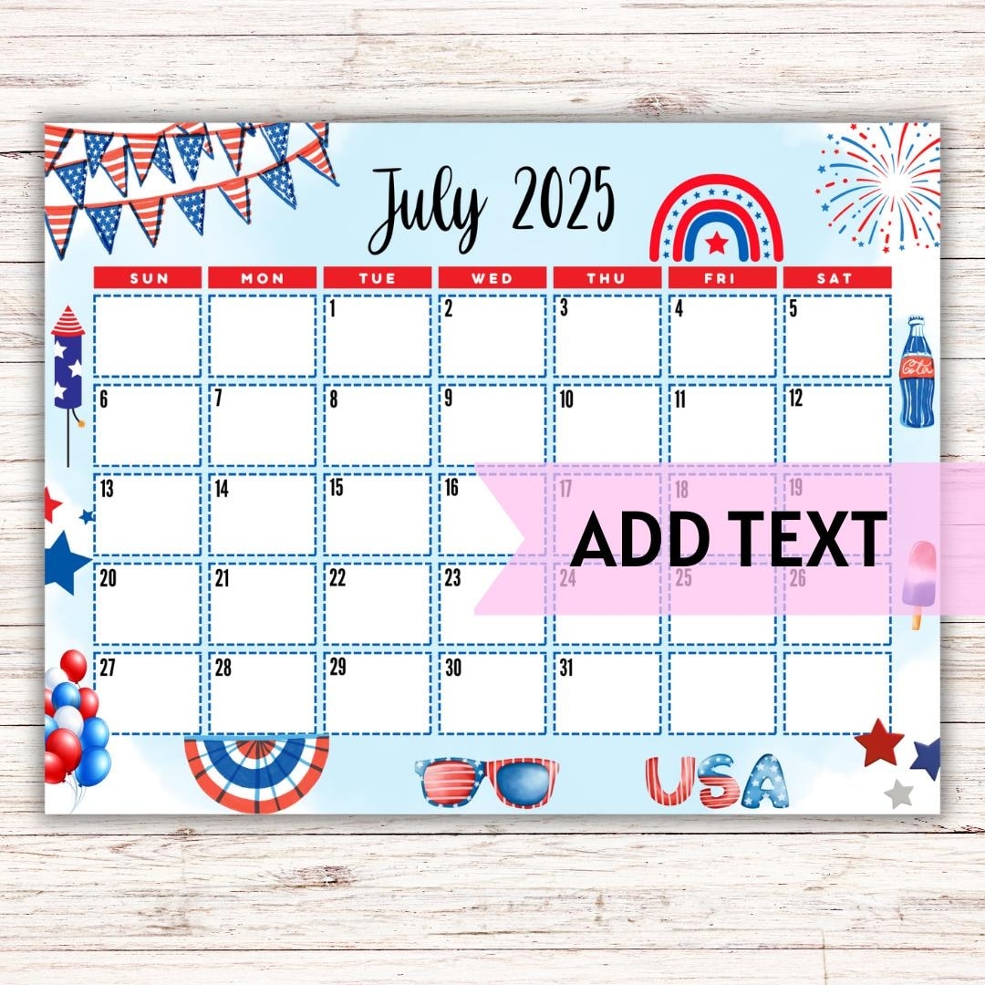 Cute July 2025 Calendar