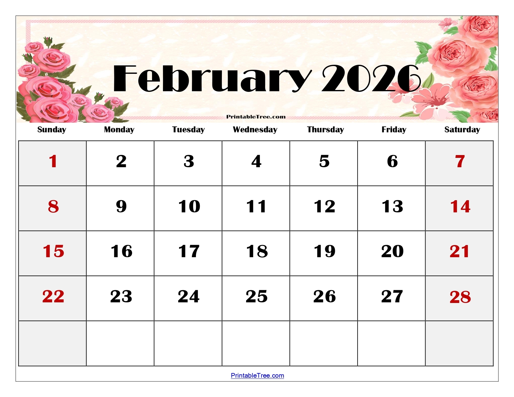 Blank Calendar For February 2026