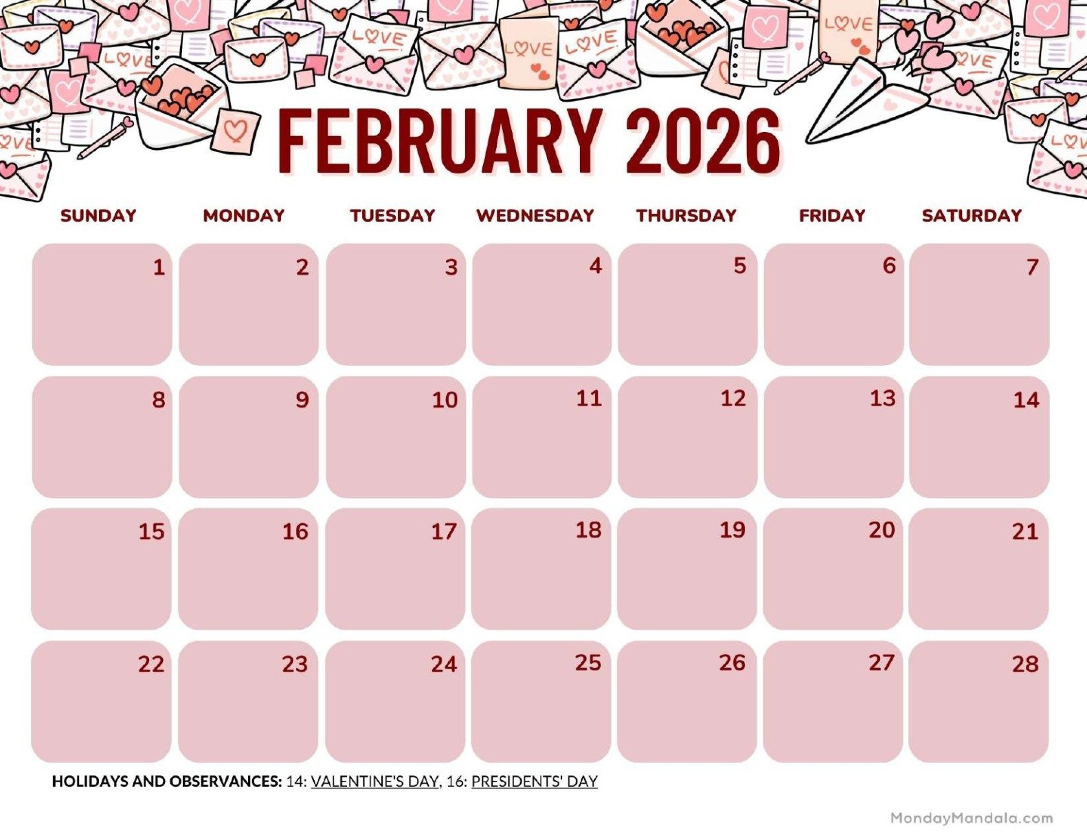 Calendar 2026 Feb