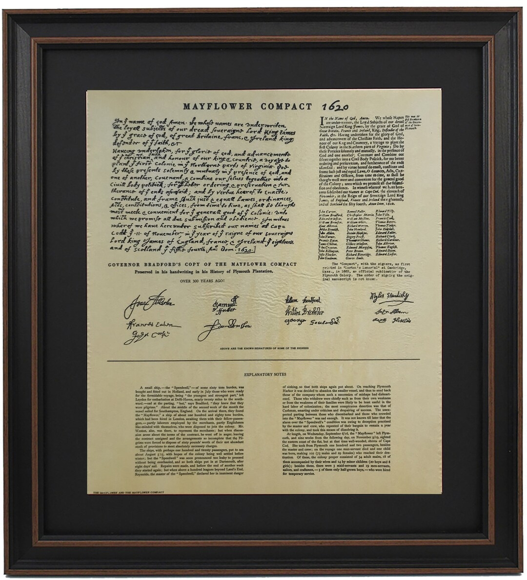 Framed Governor Bradford Copy Of The Mayflower Compact 1620 Handmade In USA Free Shipping Etsy UK