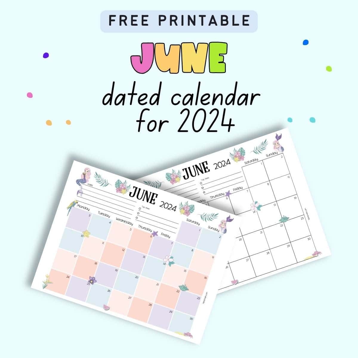 Free 2024 June Calendar Printable The Artisan Life