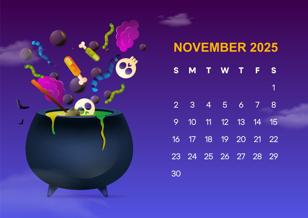 November Editable Calendar 2025