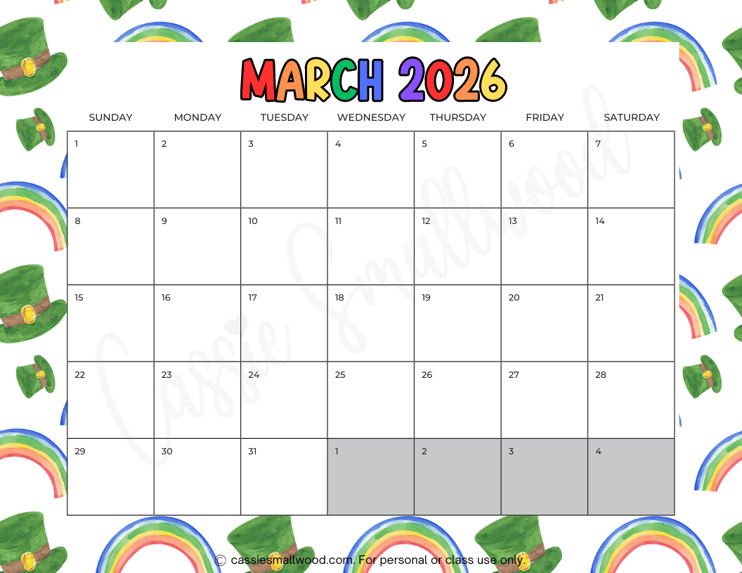 Calender Of March 2026