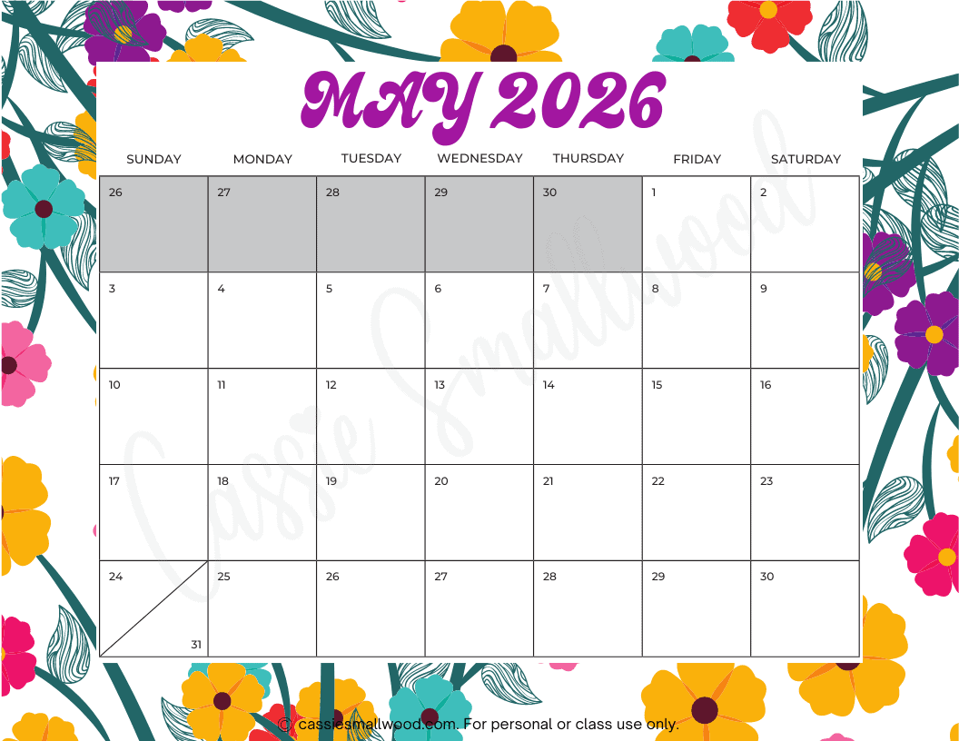 Calendar May 2026 Printable