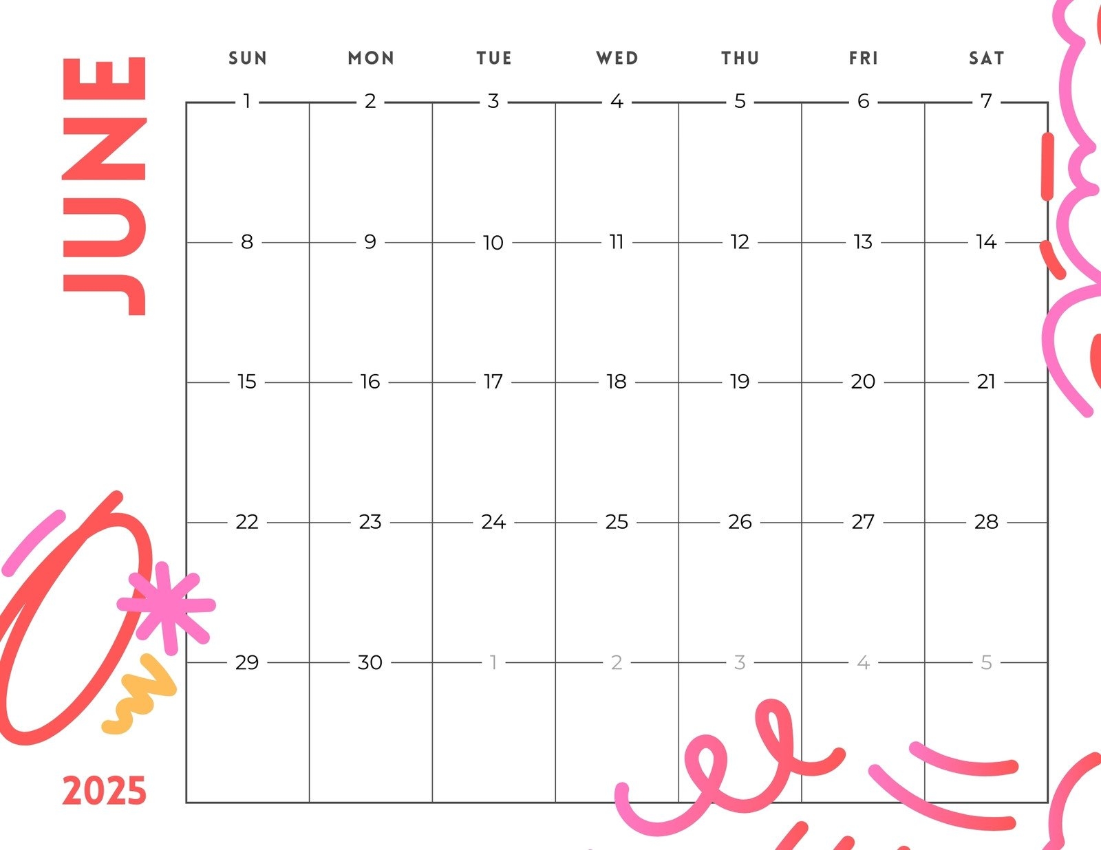 Printable June Calender