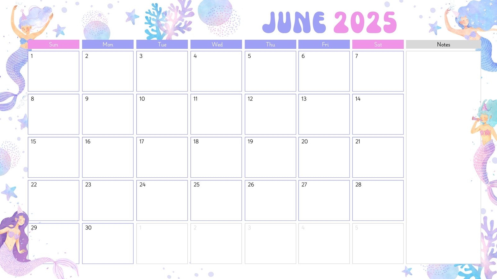 Free Printable June 2025 Calendar