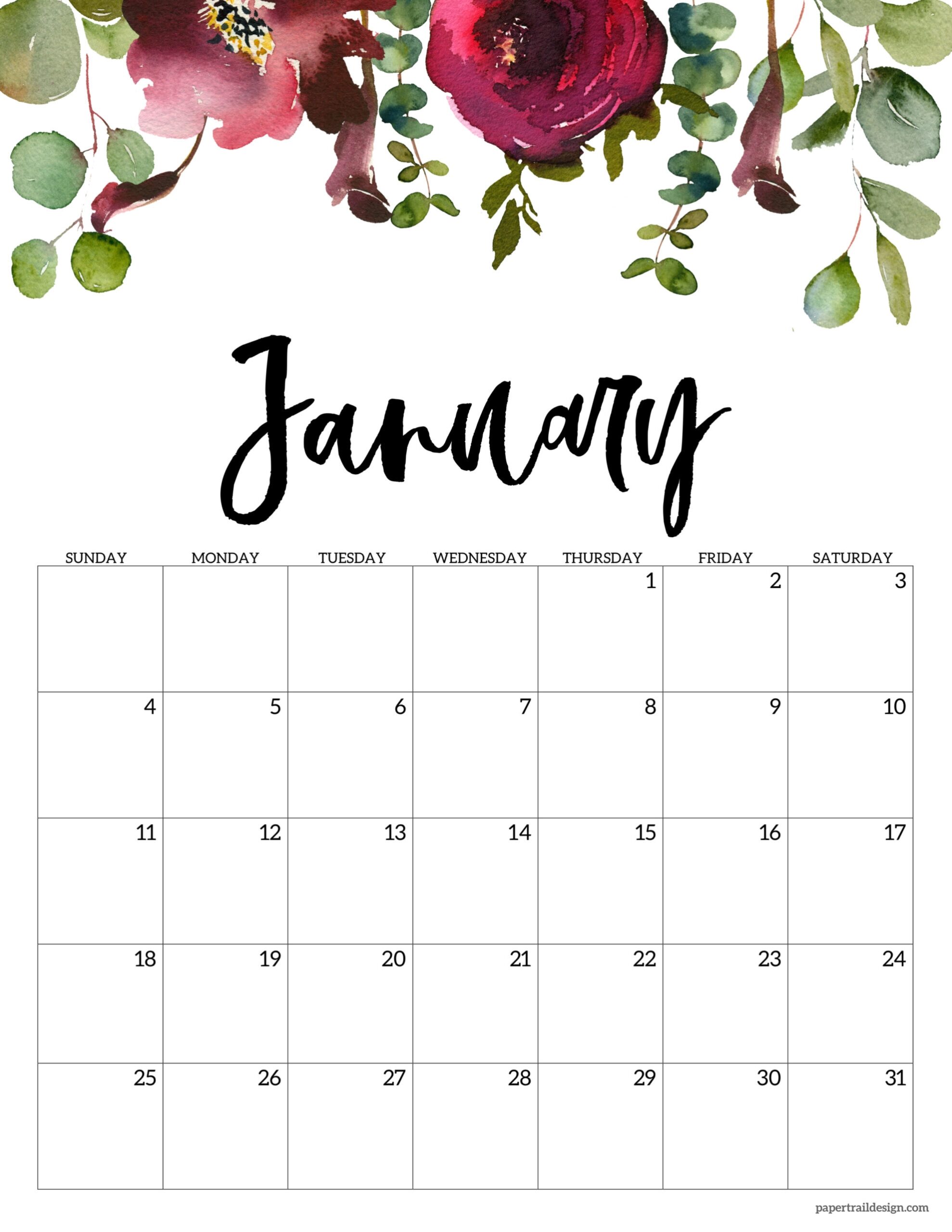 Calendar January 2026 Printable