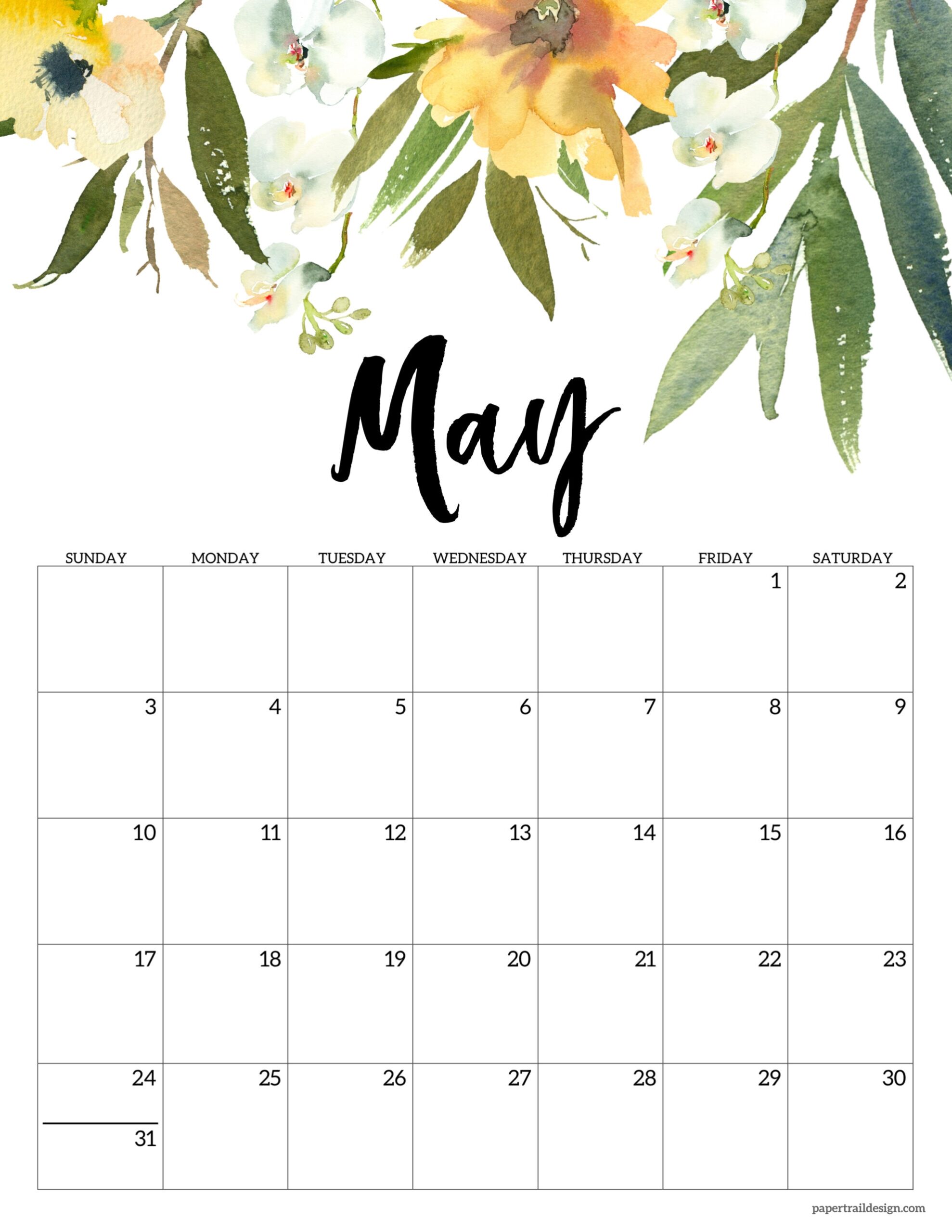 Cute May Calendar 2026