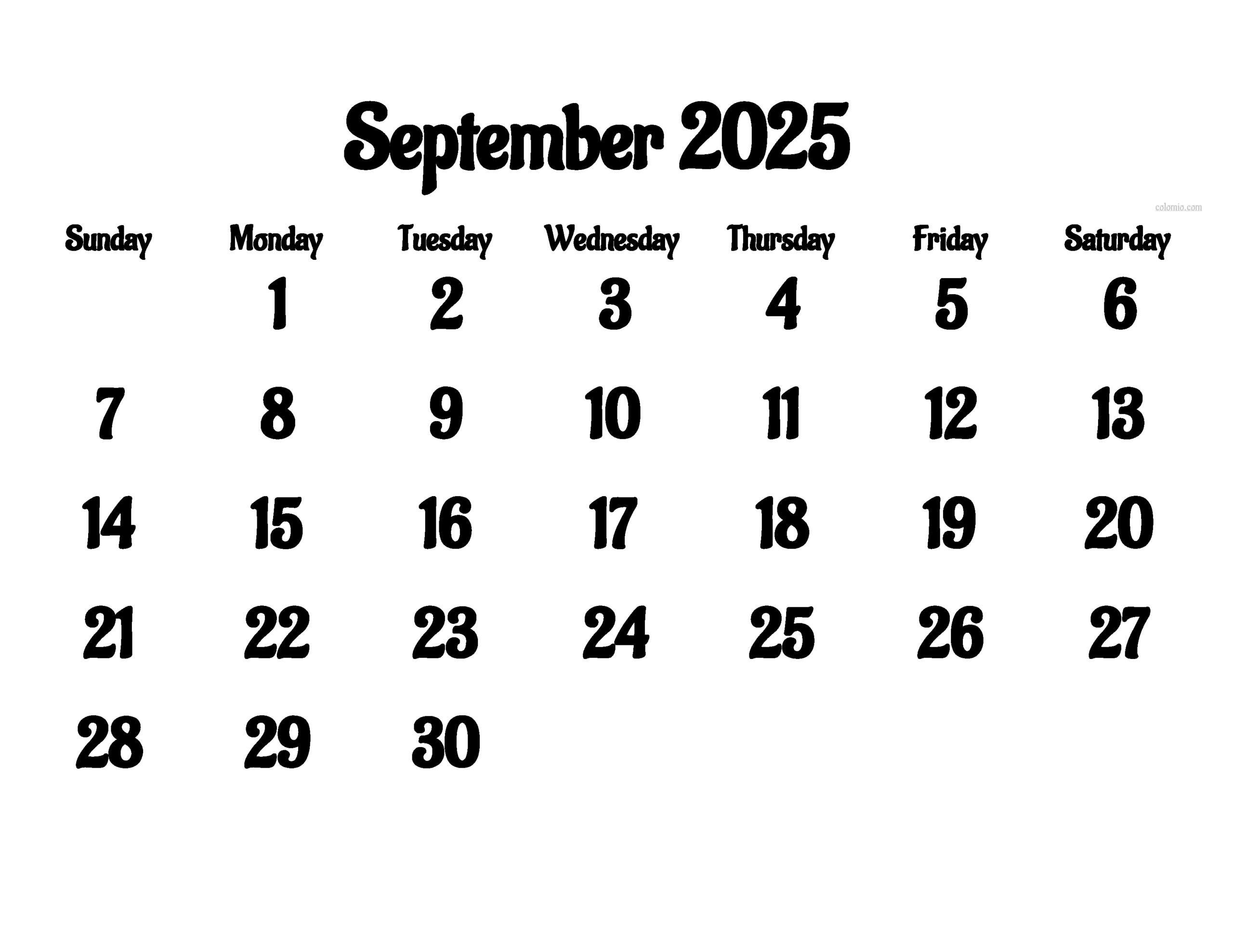 September 2025 Calendar Wiki