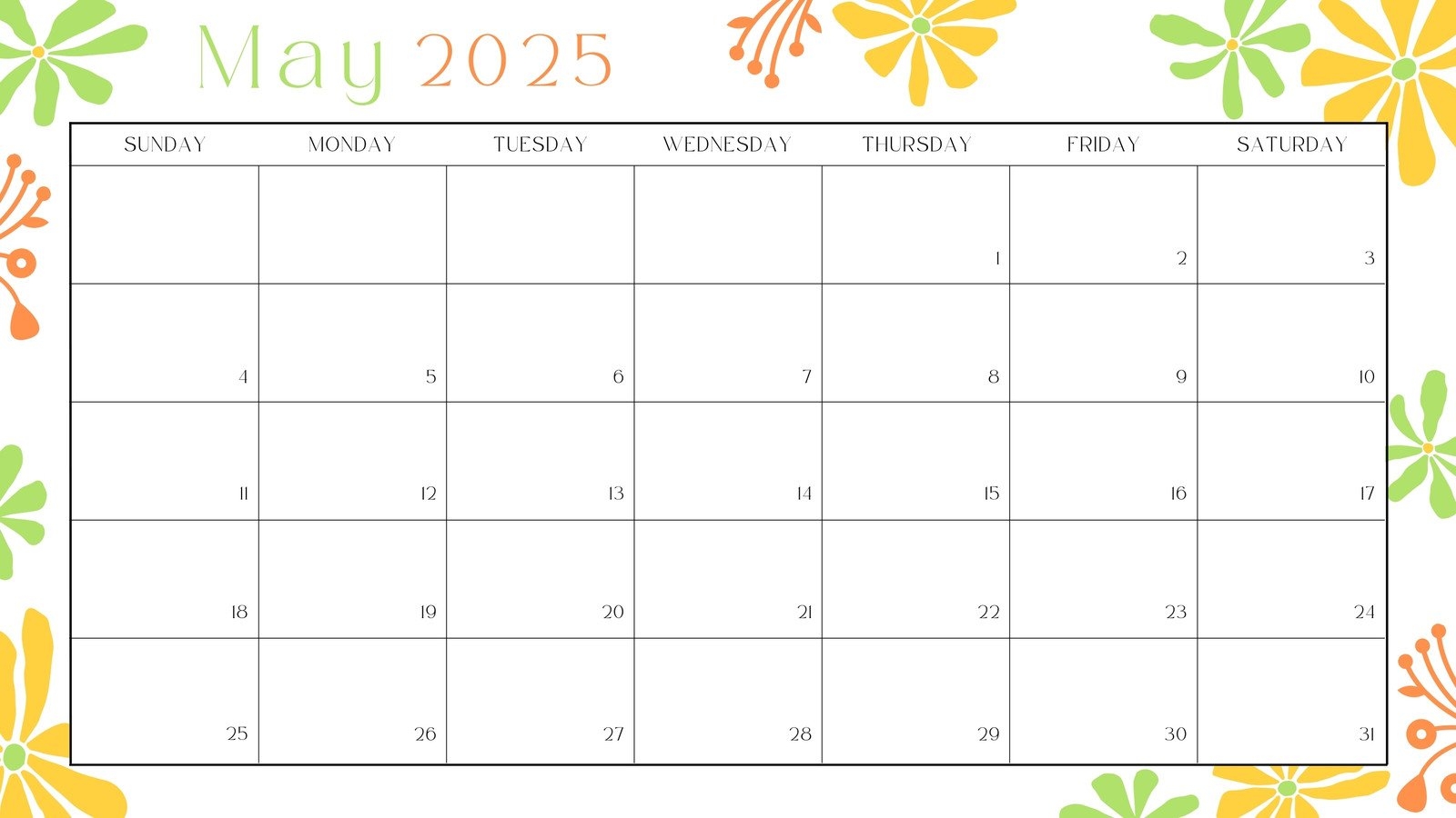 May Printable Calendar