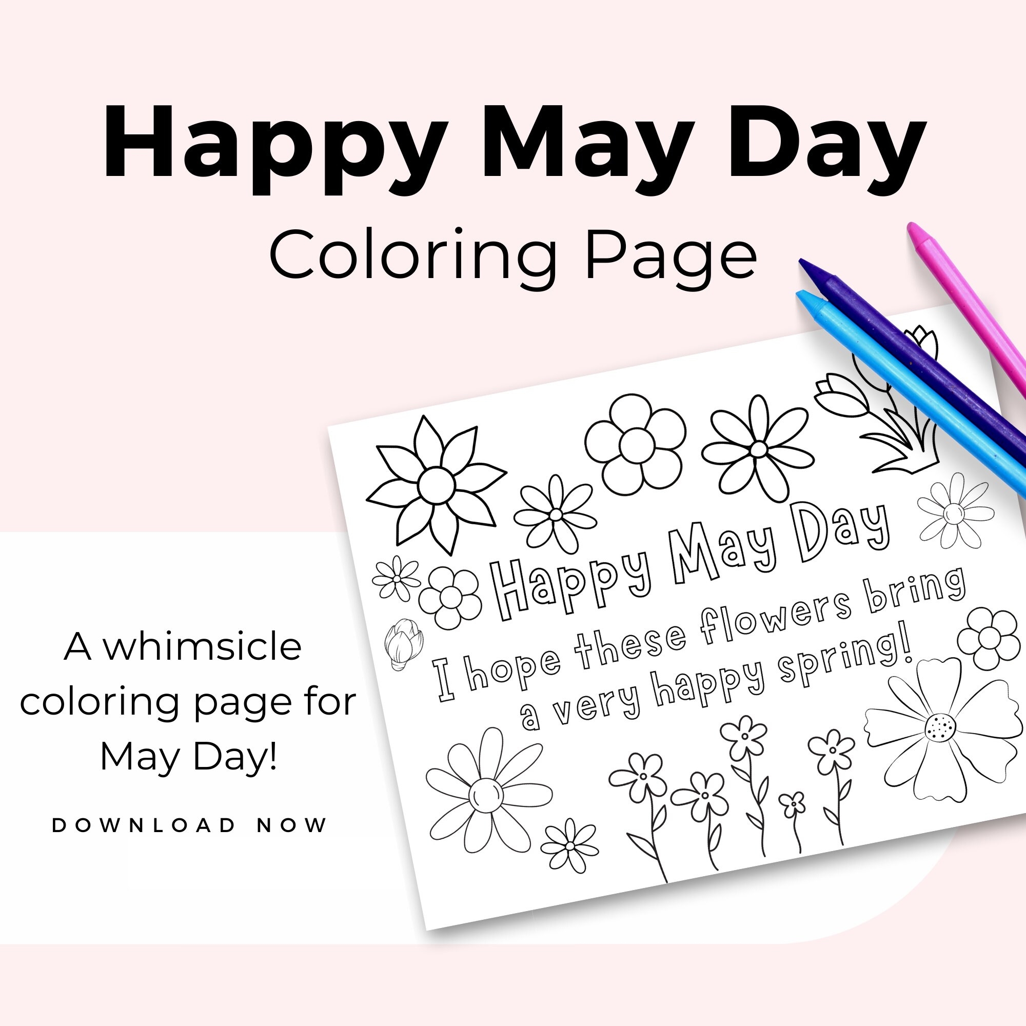 Happy May Day Coloring Page For Kids Printable Toddler May Day Activity Happy May Day Card Spring Preschool Activity Printable Craft Etsy