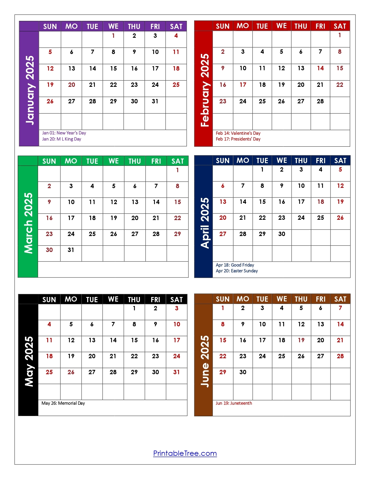 January To June 2025 Calendar Printable PDF Si Months Calendar January To June 2025 Calendar Printable PDF Si Months Calendar