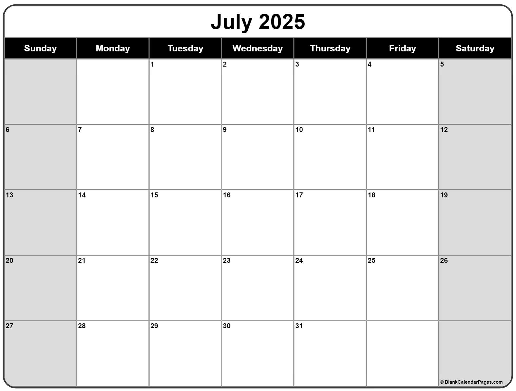July 2025 To June 2026 Calendar Printable