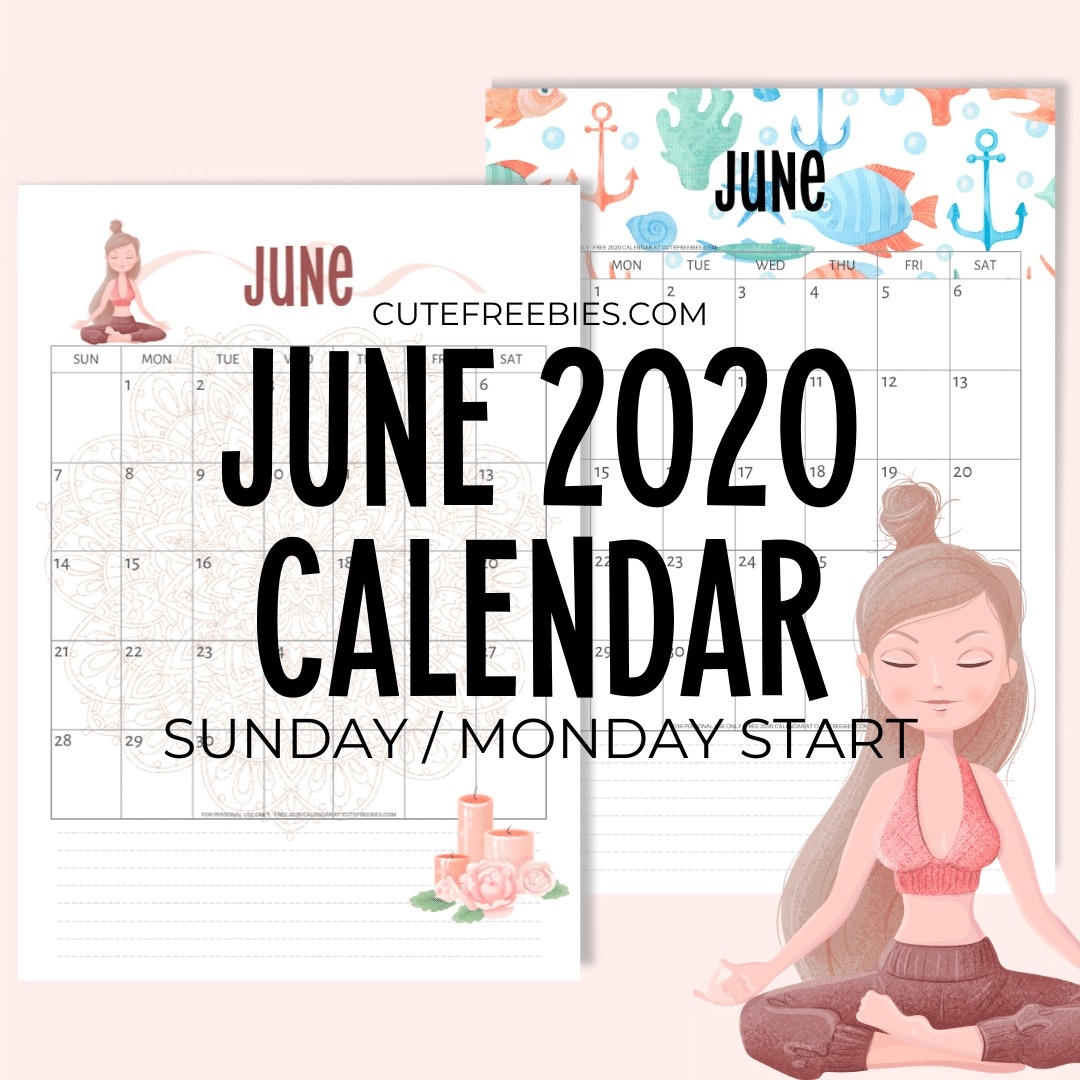 June 2020 Calendar Printable PDF Cute Freebies For You