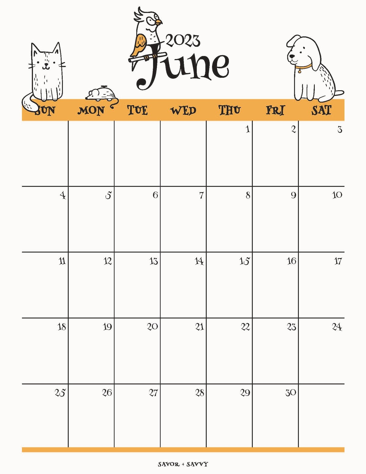 June 2023 Calendar Templates 12 Free Printables Savor Savvy