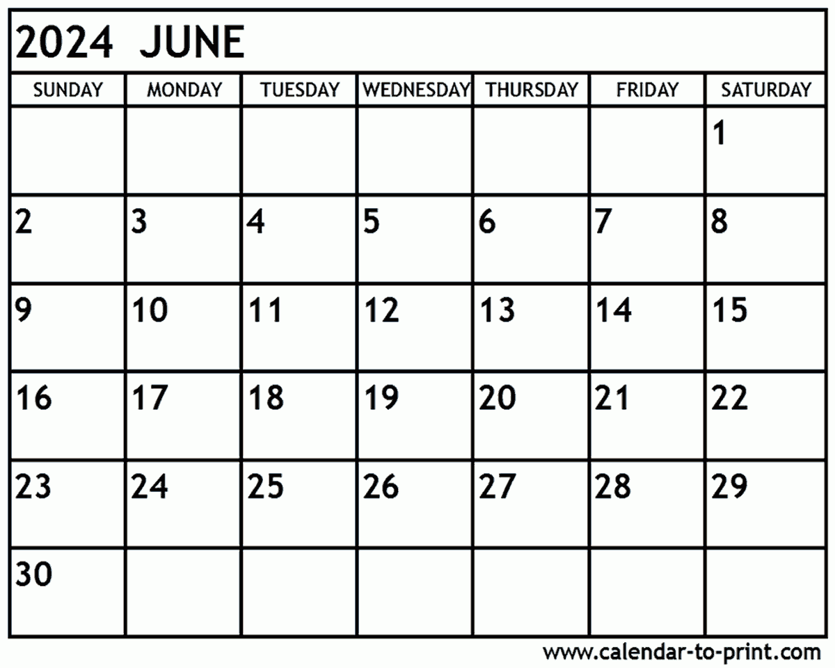 June 2024 Calendar Printable
