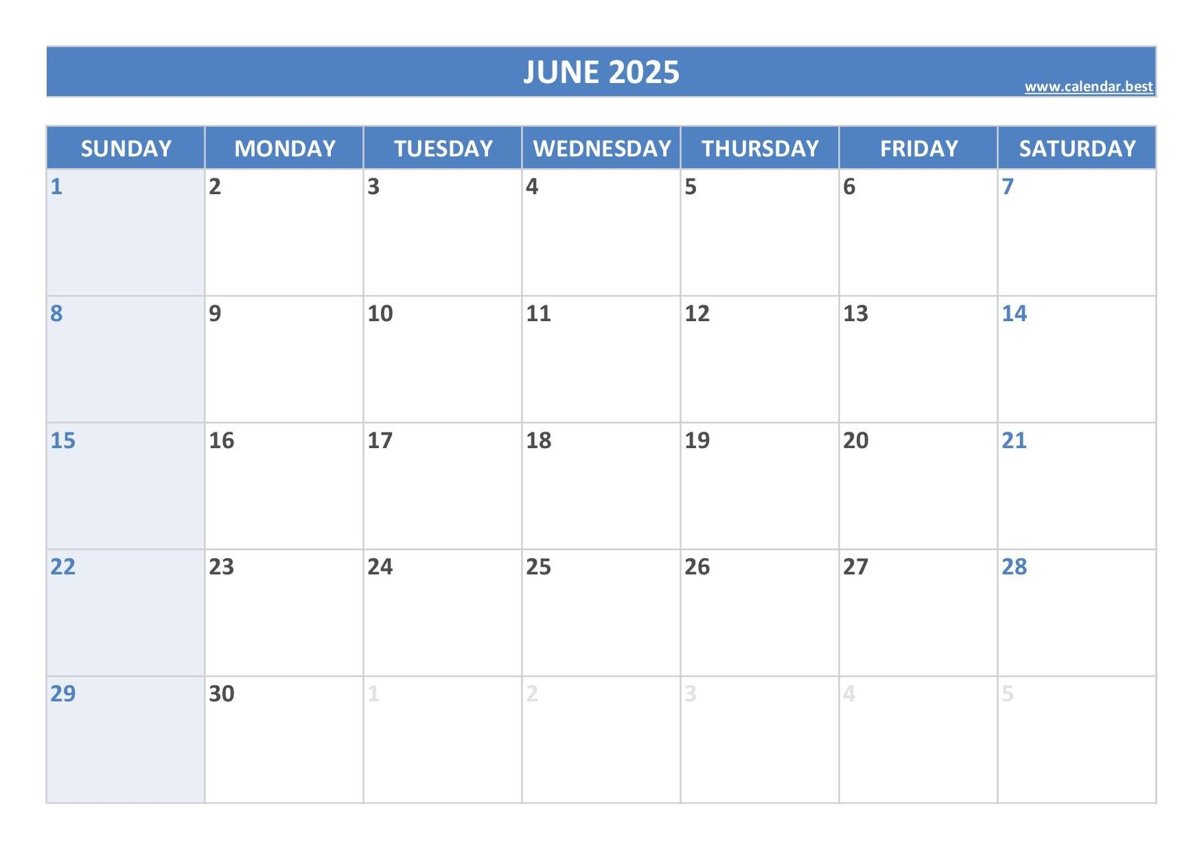 Printable Calendar June