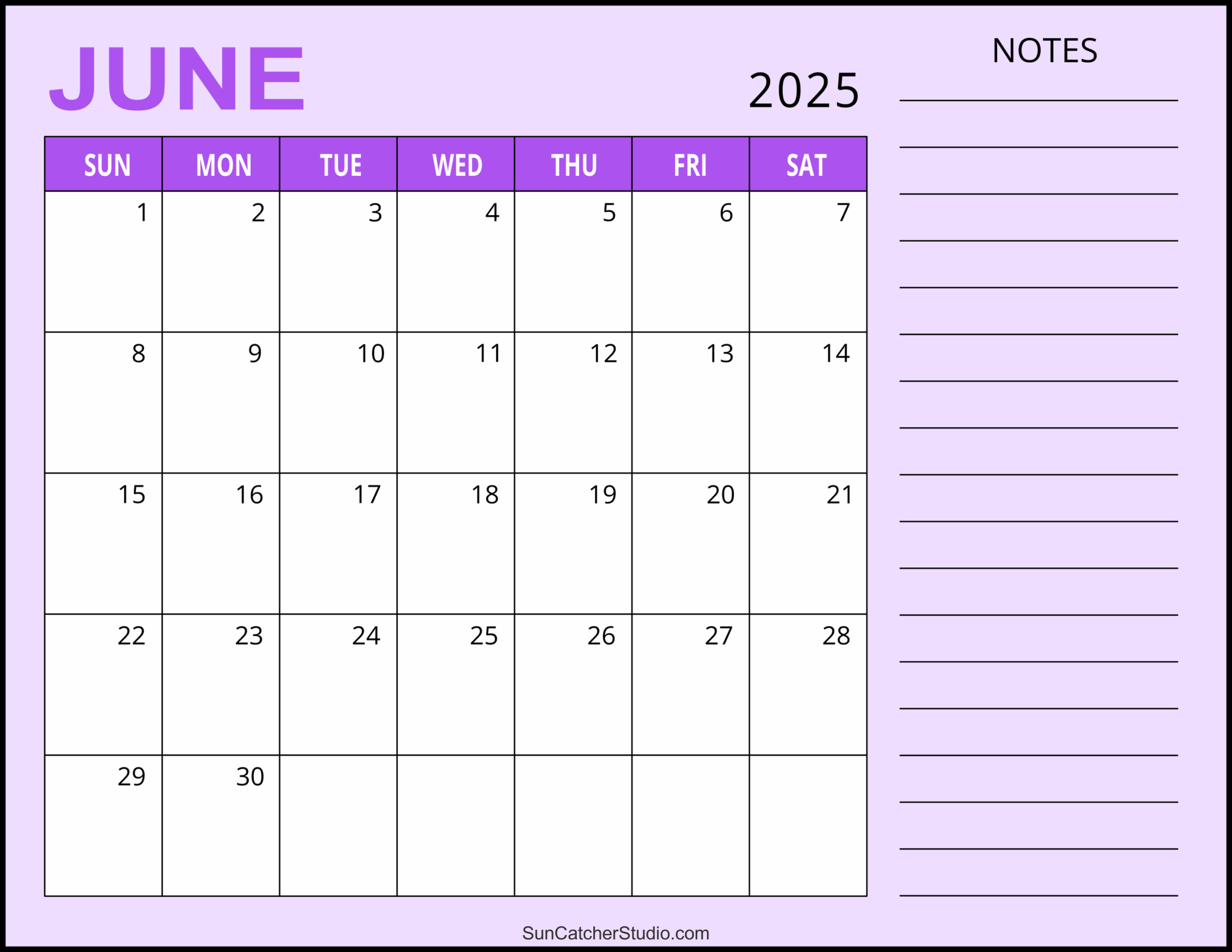 June 2025 Calendar Cute