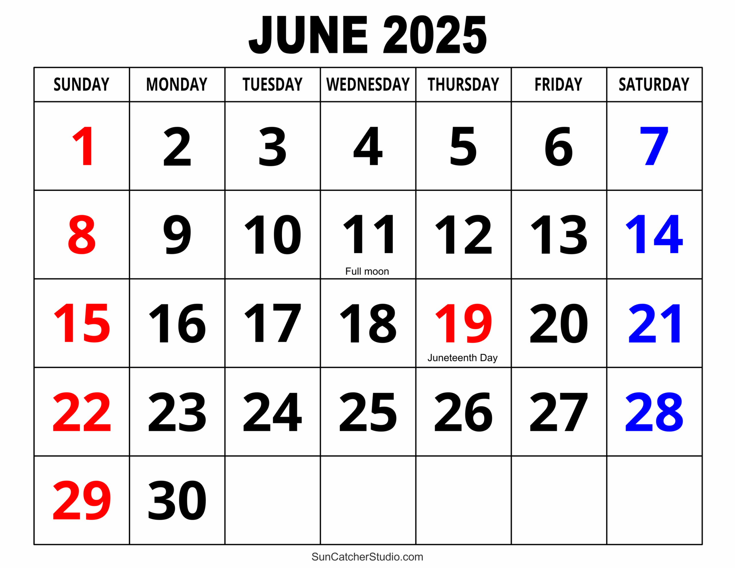 June 2025 Calender