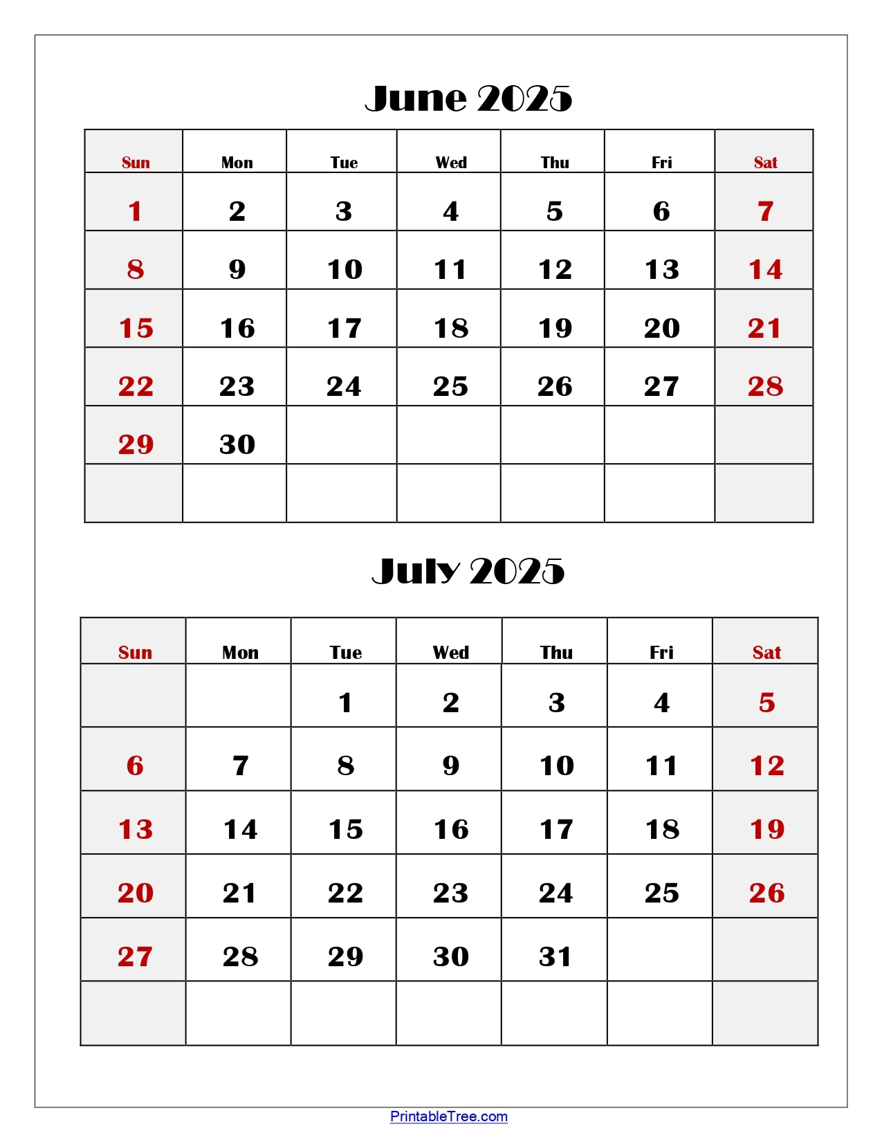 June And July 2025 Calendar Printable PDF Two Months Calendar June And July 2025 Calendar Printable PDF Two Months Calendar